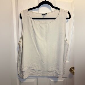 Eileen Fisher Ivory Sleeveless Silk Crepe Top